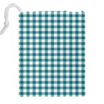 Straight Blue White Small Plaids Drawstring Pouch (4XL) Back