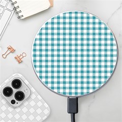 Straight Blue White Small Plaids Wireless Charger by ConteMonfrey