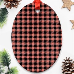 Straight Black Pink Small Plaids  Ornament (oval) by ConteMonfrey