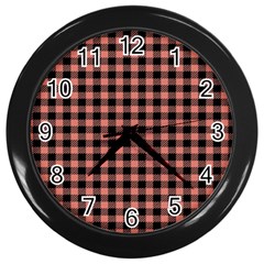 Straight Black Pink Small Plaids  Wall Clock (black) by ConteMonfrey