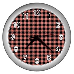 Straight Black Pink Small Plaids  Wall Clock (silver) by ConteMonfrey