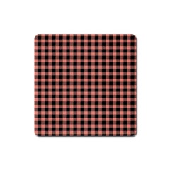 Straight Black Pink Small Plaids  Square Magnet by ConteMonfrey