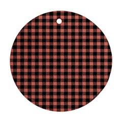 Straight Black Pink Small Plaids  Round Ornament (two Sides) by ConteMonfrey