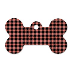 Straight Black Pink Small Plaids  Dog Tag Bone (one Side) by ConteMonfrey