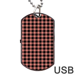 Straight Black Pink Small Plaids  Dog Tag Usb Flash (one Side) by ConteMonfrey