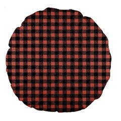 Straight Black Pink Small Plaids  Large 18  Premium Round Cushions by ConteMonfrey