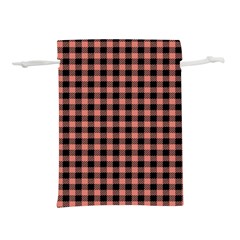 Straight Black Pink Small Plaids  Lightweight Drawstring Pouch (l) by ConteMonfrey