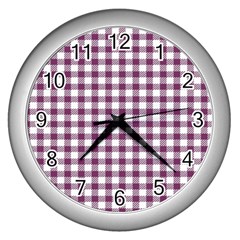 Straight Purple White Small Plaids  Wall Clock (silver) by ConteMonfrey