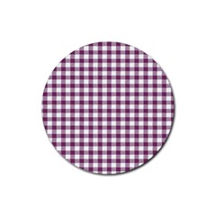 Straight Purple White Small Plaids  Rubber Round Coaster (4 Pack) by ConteMonfrey