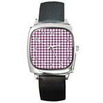 Straight Purple White Small Plaids  Square Metal Watch Front