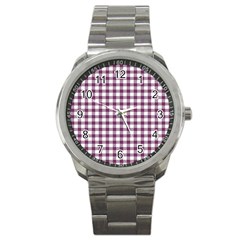 Straight Purple White Small Plaids  Sport Metal Watch by ConteMonfrey