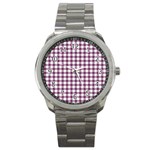 Straight Purple White Small Plaids  Sport Metal Watch Front