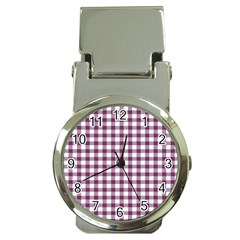 Straight Purple White Small Plaids  Money Clip Watches by ConteMonfrey