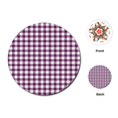 Straight Purple White Small Plaids  Playing Cards Single Design (round) by ConteMonfrey