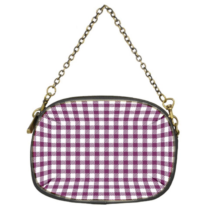 Straight Purple White Small Plaids  Chain Purse (One Side)