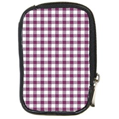 Straight Purple White Small Plaids  Compact Camera Leather Case by ConteMonfrey