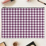 Straight Purple White Small Plaids  Cosmetic Bag (XXXL) Front