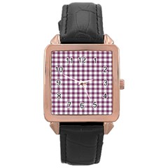 Straight Purple White Small Plaids  Rose Gold Leather Watch  by ConteMonfrey