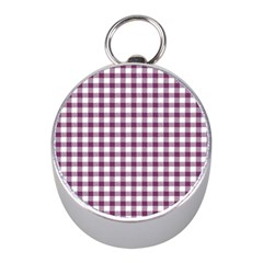 Straight Purple White Small Plaids  Mini Silver Compasses by ConteMonfrey