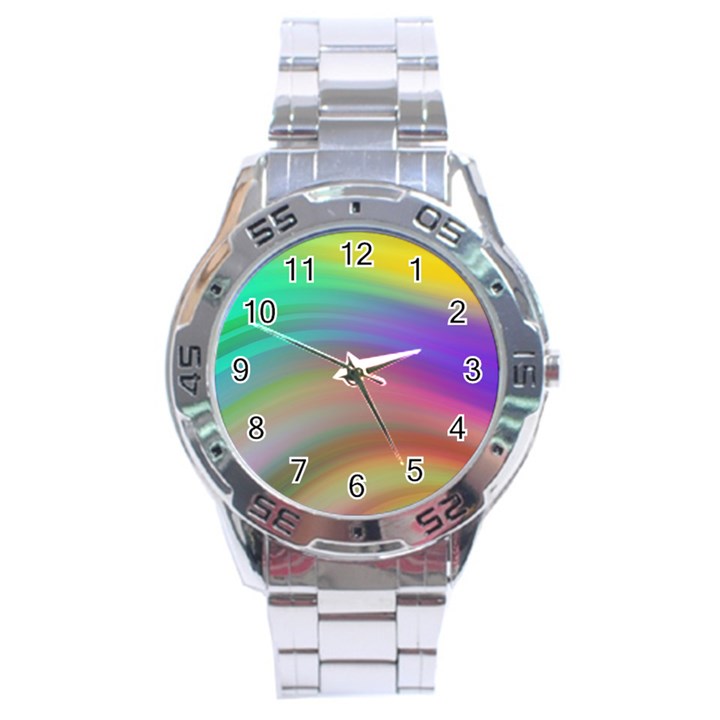 Background-rainbow Stainless Steel Analogue Watch