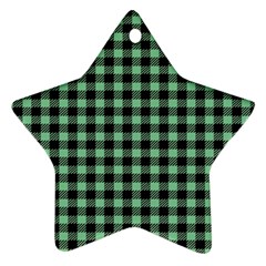 Straight Green Black Small Plaids   Ornament (star) by ConteMonfrey