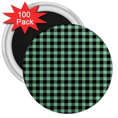 Straight Green Black Small Plaids   3  Magnets (100 Pack) by ConteMonfrey