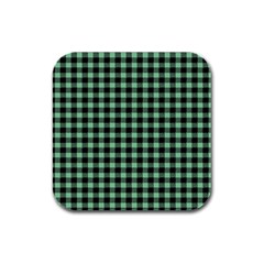 Straight Green Black Small Plaids   Rubber Square Coaster (4 Pack) by ConteMonfrey