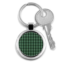 Straight Green Black Small Plaids   Key Chain (round) by ConteMonfrey