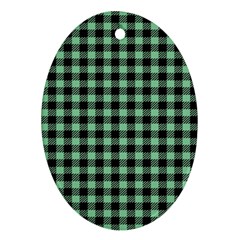 Straight Green Black Small Plaids   Oval Ornament (two Sides) by ConteMonfrey