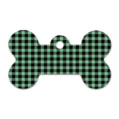 Straight Green Black Small Plaids   Dog Tag Bone (one Side) by ConteMonfrey