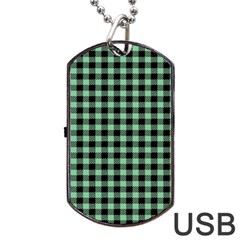 Straight Green Black Small Plaids   Dog Tag Usb Flash (two Sides) by ConteMonfrey