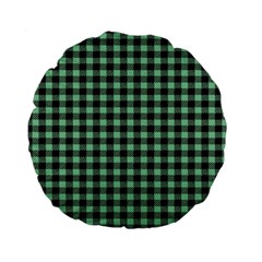 Straight Green Black Small Plaids   Standard 15  Premium Flano Round Cushions by ConteMonfrey