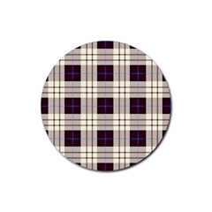 Purple, Blue And White Plaids Rubber Coaster (round) by ConteMonfrey