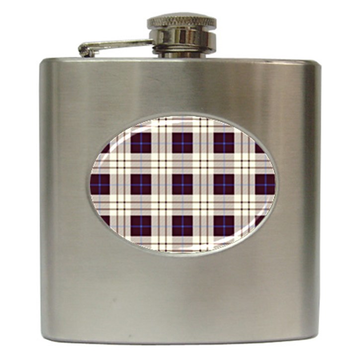 Purple, blue and white plaids Hip Flask (6 oz)