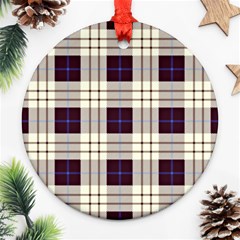 Purple, Blue And White Plaids Round Ornament (two Sides) by ConteMonfrey