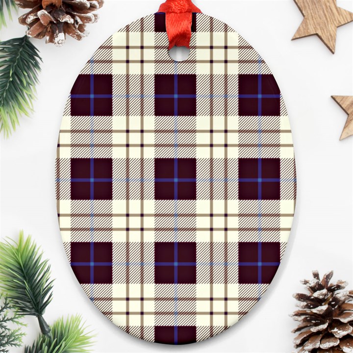 Purple, blue and white plaids Oval Ornament (Two Sides)