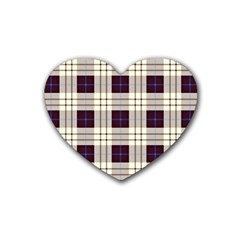 Purple, Blue And White Plaids Rubber Coaster (heart) by ConteMonfrey