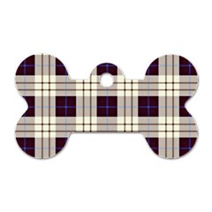 Purple, Blue And White Plaids Dog Tag Bone (one Side) by ConteMonfrey