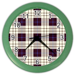 Purple, Blue And White Plaids Color Wall Clock by ConteMonfrey