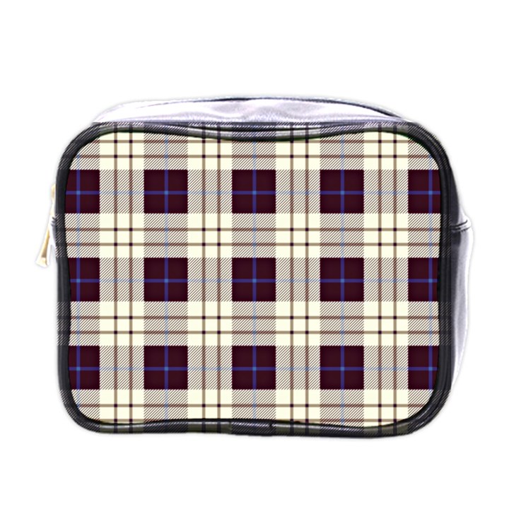 Purple, blue and white plaids Mini Toiletries Bag (One Side)