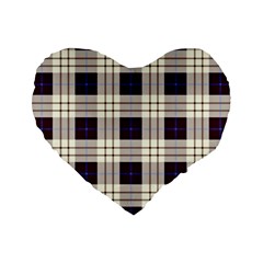 Purple, Blue And White Plaids Standard 16  Premium Flano Heart Shape Cushions by ConteMonfrey