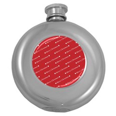 Cute Christmas Red Round Hip Flask (5 Oz) by nateshop