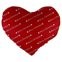 Cute Christmas Red Large 19  Premium Flano Heart Shape Cushions by nateshop