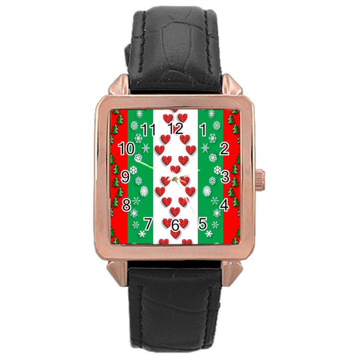 Christmas-05 Rose Gold Leather Watch 