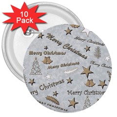 Christmas 3  Buttons (10 pack) 