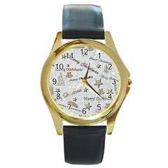 Christmas Round Gold Metal Watch