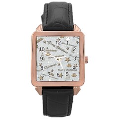 Christmas Rose Gold Leather Watch  by nateshop