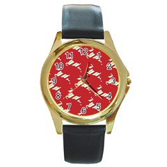 Christmas-merry Christmas Round Gold Metal Watch by nateshop