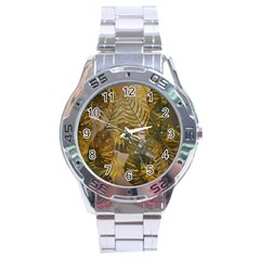 Nature Monstera Leaves Leaf Foliage Boho Style Stainless Steel Analogue Watch