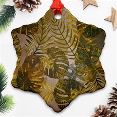 Nature Monstera Leaves Leaf Foliage Boho Style Snowflake Ornament (Two Sides)